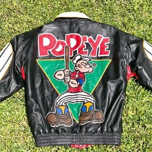 Rare VTG 1993 Montana Toons Popeye Leather Jacket 591